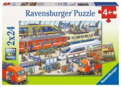 Ravensburger Kinderpuzzle - 09191 Trubel Am Bahnhof - Puzzle Für Kinder Ab 4 Jahren, Mit 2x24 Teilen
