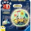 Ravensburger 3D Puzzle 11180 - Nachtlicht Puzzle-Ball Minions - 72 Teile - Ab 6 Jahren, LED Nachttischlampe Mit Klatsch-Mechanismus