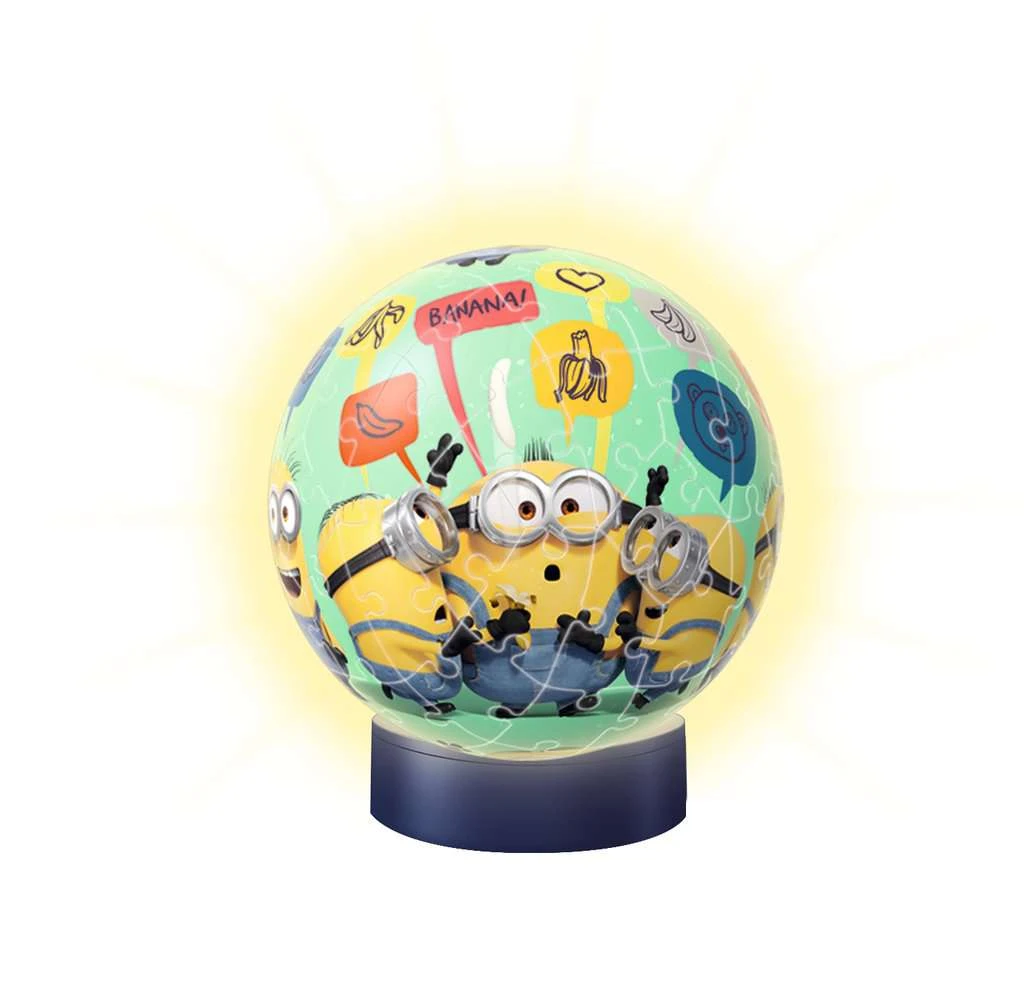 Ravensburger 3D Puzzle 11180 - Nachtlicht Puzzle-Ball Minions - 72 Teile - Ab 6 Jahren, LED Nachttischlampe Mit Klatsch-Mechanismus 4 Ravensburger 3D Puzzle 11180 - Nachtlicht Puzzle-Ball Minions - 72 Teile - Ab 6 Jahren, LED Nachttischlampe Mit Klatsch-Mechanismus – Bild 2