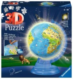 Ravensburger 3D Puzzle 11274 - Kinderglobus Mit Licht In Deutscher Sprache - 180 Teile - Beleuchteter Globus Für Kinder Ab 6 Jahren