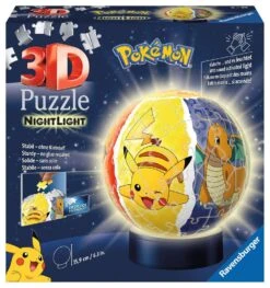 Ravensburger 3D Puzzle 11547 - Nachtlicht Puzzle-Ball Pokémon - 72 Teile - Für Pokémon Fans Ab 6 Jahren, LED Nachttischlampe Mit Klatsch-Mechanismus