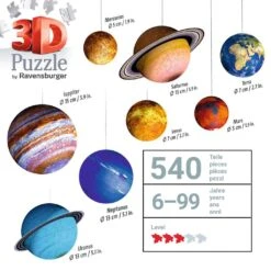 Ravensburger 3D Puzzle Planetensystem 11668 - Planeten Als 3D Puzzlebälle - Sonnensystem Für Kinder - 522 Teile - Ab 6 Jahren -Ravensburger Geschäft 11668 12
