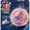Ravensburger 3D Puzzle 11843 - Nachtlicht Puzzle-Ball Pferde Am Strand - 72 Teile - Ab 6 Jahren, LED Nachttischlampe Mit Klatsch-Mechanismus