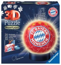 Ravensburger 3D Puzzle 12177 - Nachtlicht Puzzle-Ball FC Bayern München - 72 Teile - Ab 6 Jahren, LED Nachttischlampe Mit Klatsch-Mechanismus
