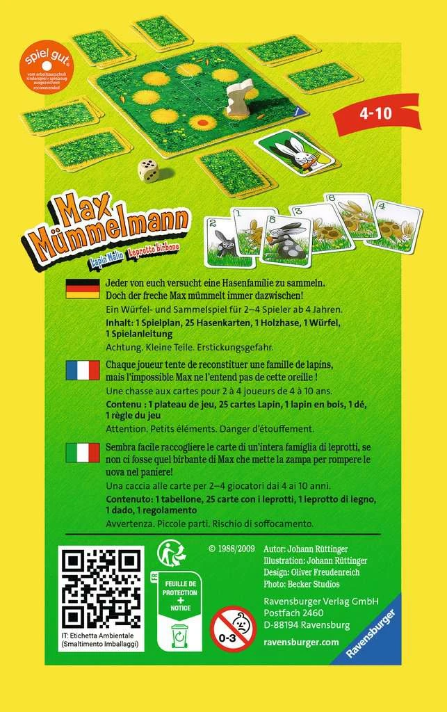 Ravensburger 23119 - Max Mümmelmann, Mitbringspiel Für 2-4 Spieler, Kinderspiel Ab 4 Jahren, Kompaktes Format, Reisespiel, Hase 4 Ravensburger 23119 - Max Mümmelmann, Mitbringspiel Für 2-4 Spieler, Kinderspiel Ab 4 Jahren, Kompaktes Format, Reisespiel, Hase – Bild 2