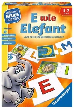 Ravensburger 24951 - E Wie Elefant - Spielen Und Lernen Für Kinder, Lernspiel Für Kinder Von 5-7 Jahren, Spielend Neues Lernen Für 1-4 Spieler