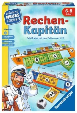 Ravensburger 24972 - Rechen-Kapitän - Spielen Und Lernen Für Kinder, Lernspiel Für Kinder Von 6-8 Jahren, Spielend Neues Lernen Für 1-4 Spieler, Zahlenraum 1-20