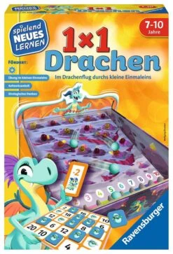 Ravensburger 24976 - 1x1 Drachen - Lernspiel Für Kinder, Rechenspiel Für Kinder Von 7-10 Jahren, Für 2-4 Spieler, Zahlenraum 1-100, Kleines Einmaleins