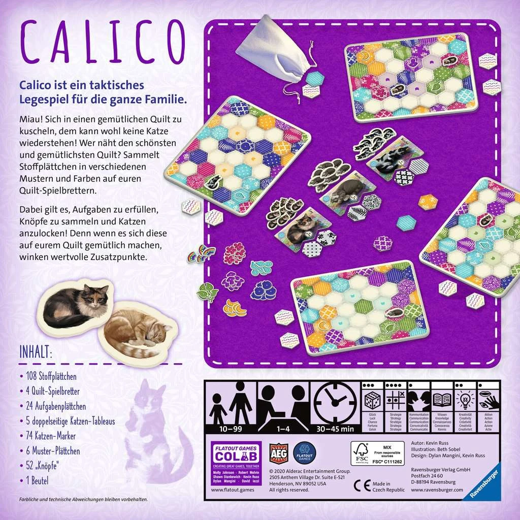 Ravensburger 27038 - Calico, Abwechslungsreiches Legespiel Für Erwachsene, Kinder Und Katzen Fans Ab 10 Jahren, Ideal Für Spieleabende Für 1-4 Spieler 4 Ravensburger 27038 - Calico, Abwechslungsreiches Legespiel Für Erwachsene, Kinder Und Katzen Fans Ab 10 Jahren, Ideal Für Spieleabende Für 1-4 Spieler – Bild 2