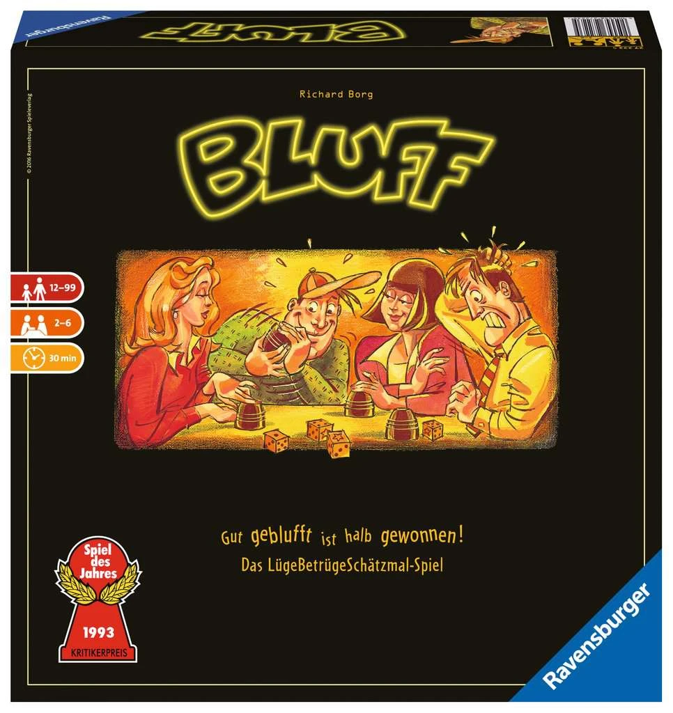 Ravensburger 27223 - Bluff, Partyspiel Für 2-6 Spieler, Würfelspiel, Für Alle Bluffer Ab 12 Jahren, Spiel Des Jahres 3 Ravensburger 27223 - Bluff, Partyspiel Für 2-6 Spieler, Würfelspiel, Für Alle Bluffer Ab 12 Jahren, Spiel Des Jahres