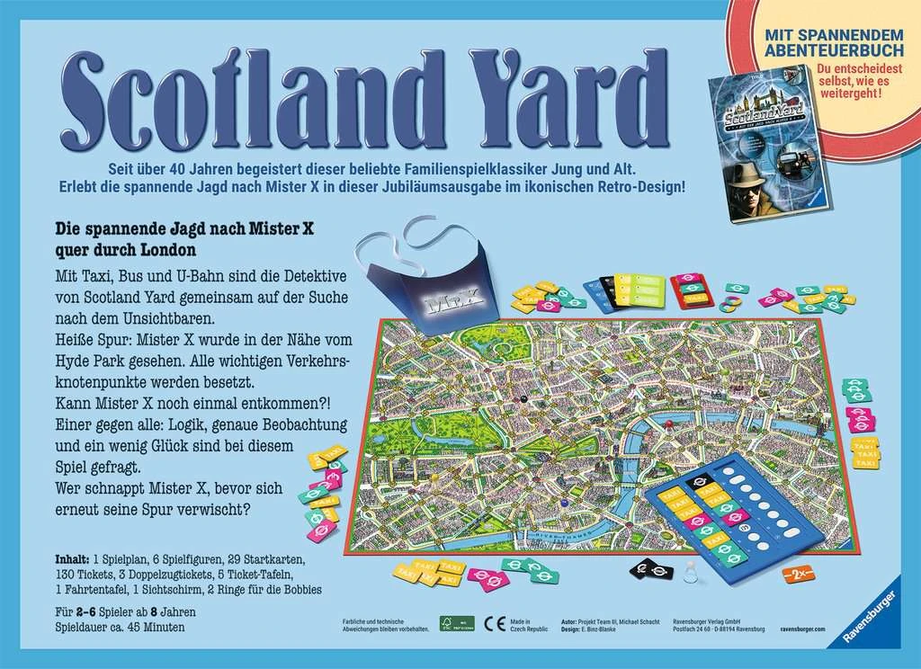 Ravensburger 27461 - Scotland Yard 40 Jahre Jubiläumsedition - Im Retro-Design - Mit Abenteuerbuch - Abwechslungsreiches Familienspiel Für Erwachsene Und Kinder Ab 8 Jahren, Für 2-6 Spieler 4 Ravensburger 27461 - Scotland Yard 40 Jahre Jubiläumsedition - Im Retro-Design - Mit Abenteuerbuch - Abwechslungsreiches Familienspiel Für Erwachsene Und Kinder Ab 8 Jahren, Für 2-6 Spieler – Bild 2