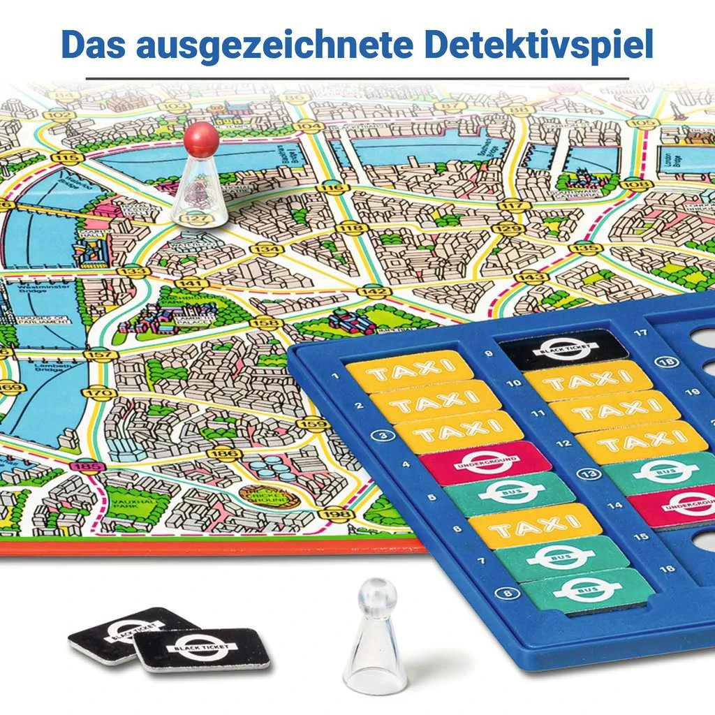Ravensburger 27461 - Scotland Yard 40 Jahre Jubiläumsedition - Im Retro-Design - Mit Abenteuerbuch - Abwechslungsreiches Familienspiel Für Erwachsene Und Kinder Ab 8 Jahren, Für 2-6 Spieler 7 Ravensburger 27461 - Scotland Yard 40 Jahre Jubiläumsedition - Im Retro-Design - Mit Abenteuerbuch - Abwechslungsreiches Familienspiel Für Erwachsene Und Kinder Ab 8 Jahren, Für 2-6 Spieler – Bild 5