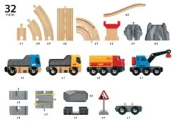 Ravensburger BRIO World 33210 Straßen & Schienen Steinverlade Set – Inklusive Frachtlok Mit Kranwagen, Zwei LKWs Und Straßenplatten – Geeignet Für Kinder Ab 3 Jahren -Ravensburger Geschäft 63321000 8