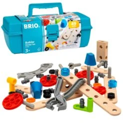 Ravensburger BRIO Builder 34586 Box 49 Tlg. - Das Kreative Konstruktionsspielzeug Aus Schweden - Einsteiger-Set Im Praktischen Werkzeugkoffer - Für Kinder Ab 3 Jahren