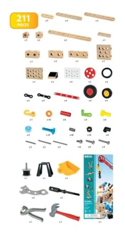 Ravensburger BRIO Builder 34588 Kindergartenset 210 Tlg. - Das Kreative Konstruktionsspielzeug Aus Schweden – Großes Komplettset Mit Zahlreichen Bauelementen Und Viel Werkzeug - Für Kinder Ab 3 Jahren -Ravensburger Geschäft 63458800 3