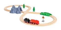 Ravensburger BRIO World 36017 Batterie-Dampflok Set - Aus Dem Schornstein Der Lokomotive Strömt Während Der Fahrt Kalter Wasserdampf - Klassisches Bahn-Acht Layout Inklusive Bergtunnel