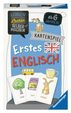 Ravensburger 80543 - Lernen Lachen Selbermachen: Erstes Englisch, Kinderspiel Ab 6 Jahren, Lernspiel Für 1-4 Spieler, Kartenspiel